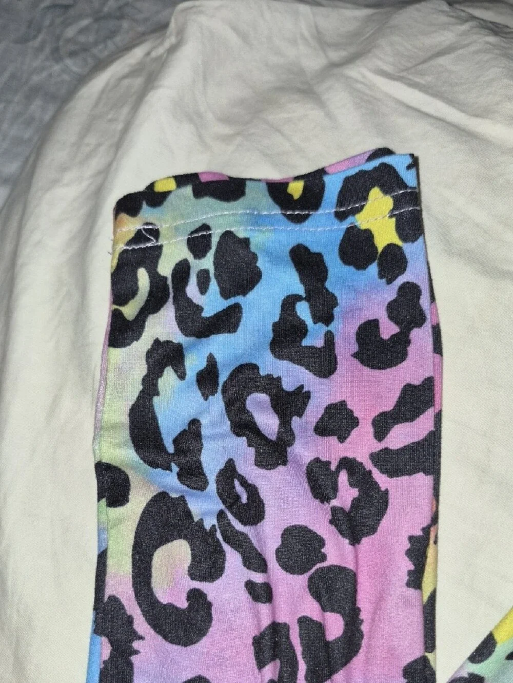 SHEIN Rainbow Leopard Print Kids Leggings - Pink, Purple, Blue, Yellow, Green